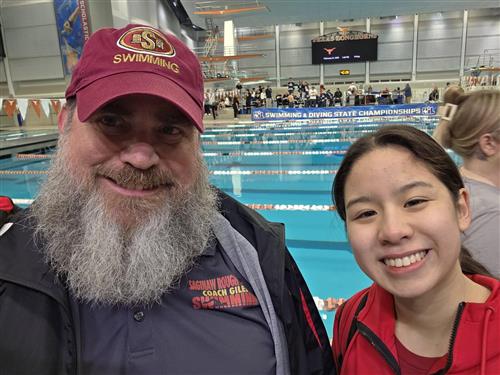 SHS Sophianne Cortes and her SHS swim coach
